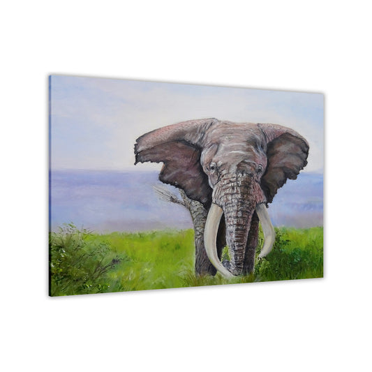 Elephant River Canvas Wall Art Picture Print for the Living Room, Bedroom, Home Decor