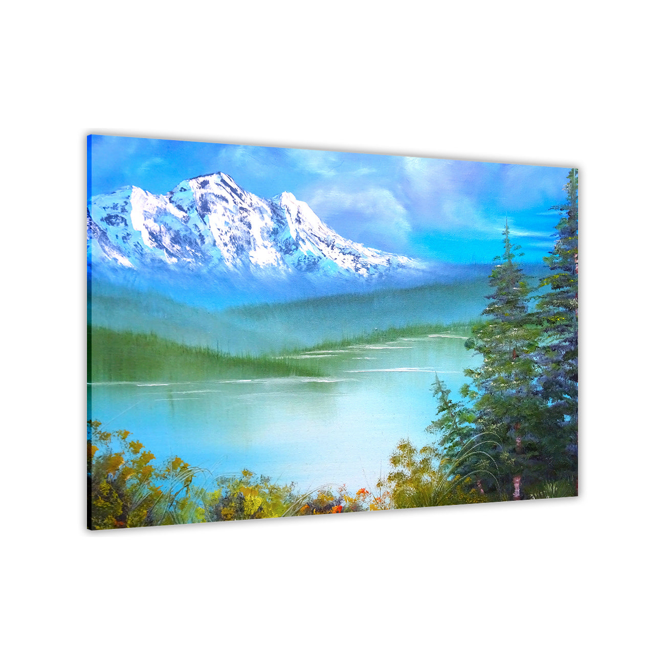 Forest Mountain Snow Canvas Wall Art Picture Print for the Living Room, Bedroom, Home Decor