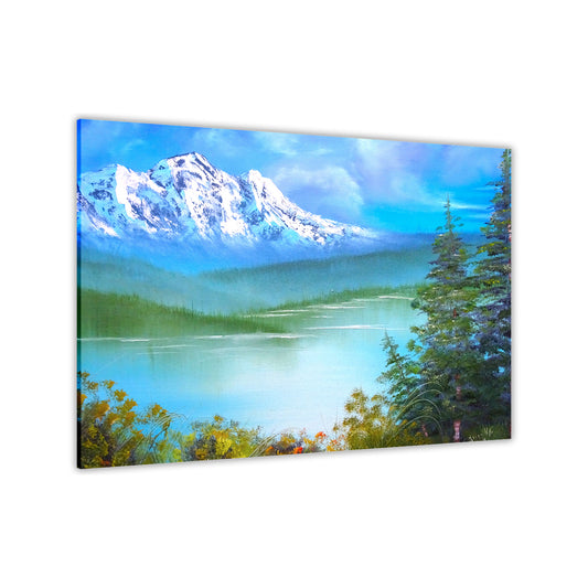 Forest Mountain Snow Canvas Wall Art Picture Print for the Living Room, Bedroom, Home Decor