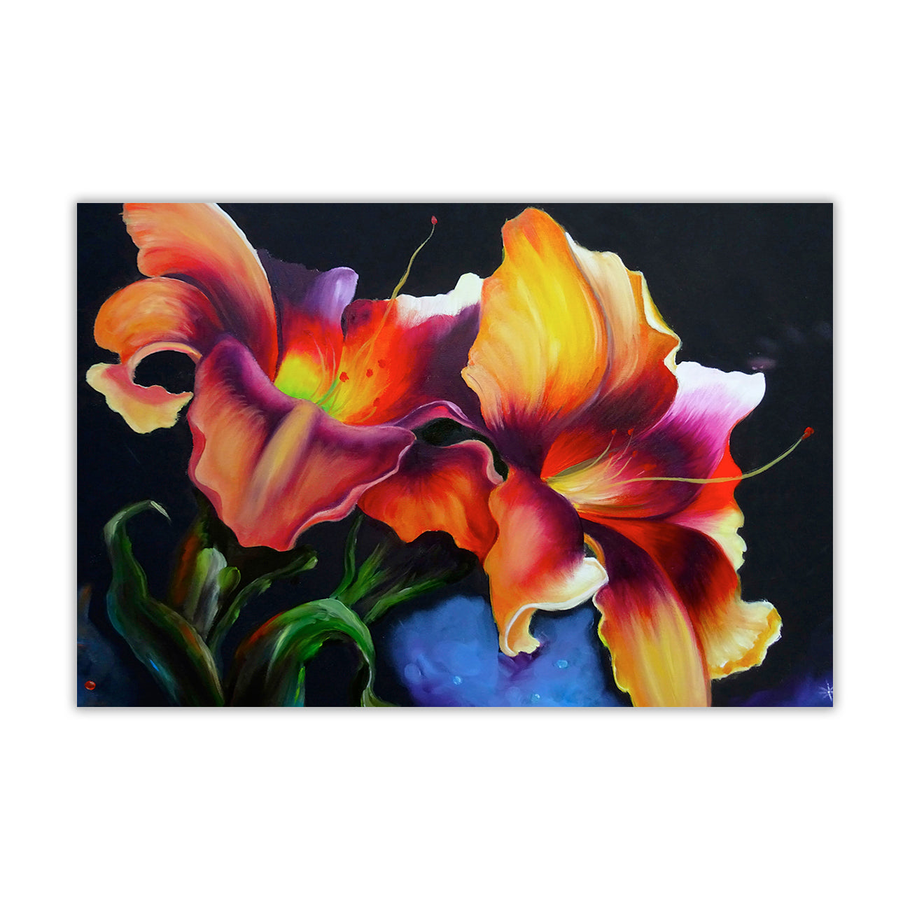 Magical Japanese Lilies Canvas Wall Art Picture Print for the Living Room, Bedroom, Home Decor