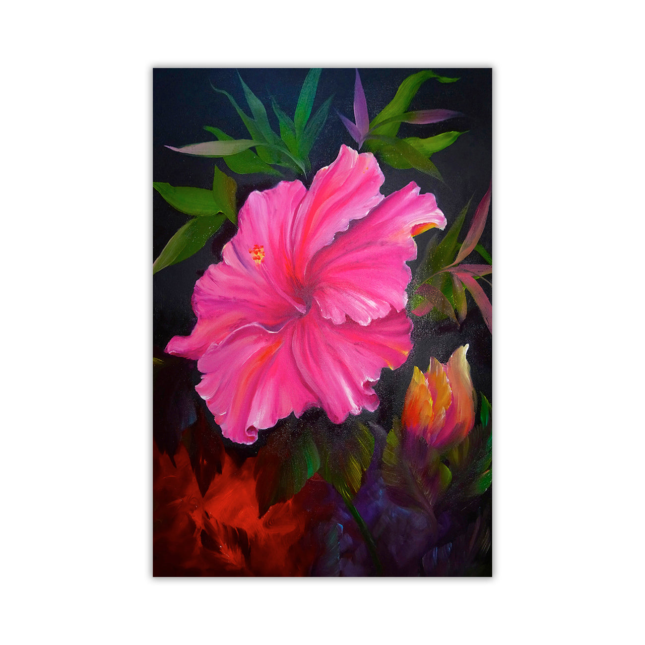 Pink Blossom Night Canvas Wall Art Picture Print for the Living Room, Bedroom, Home Decor