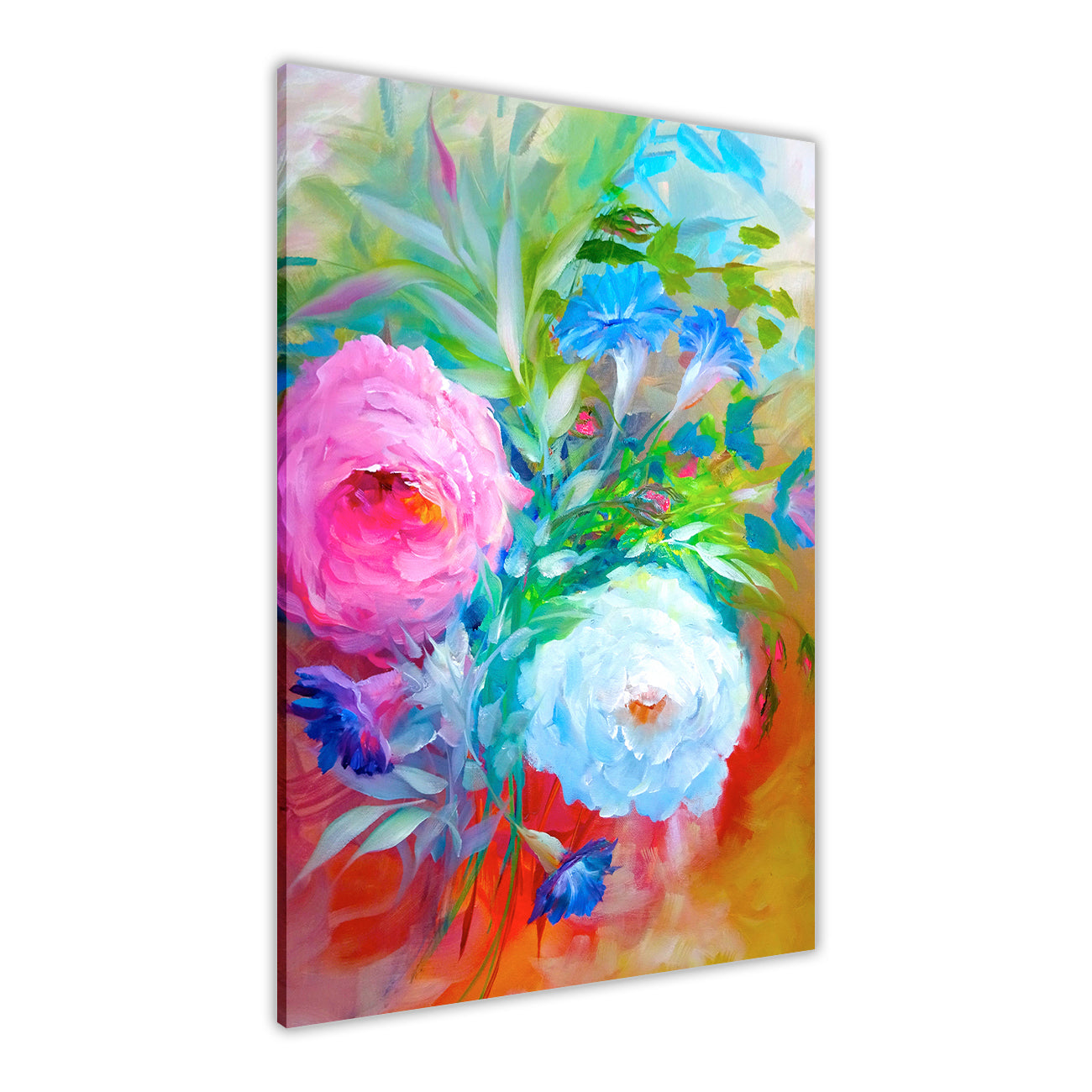 Pink White Bouquet Canvas Wall Art Picture Print for the Living Room, Bedroom, Home Decor