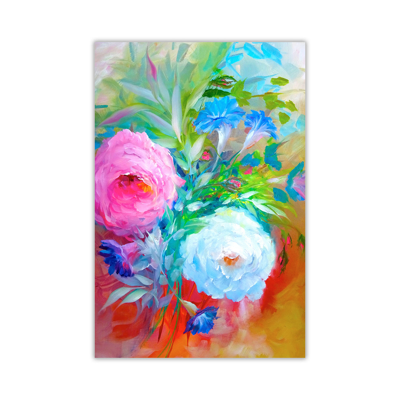 Pink White Bouquet Canvas Wall Art Picture Print for the Living Room, Bedroom, Home Decor