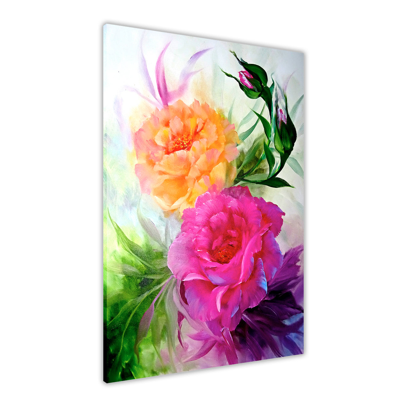 Pink Yellow Flower Canvas Wall Art Picture Print for the Living Room, Bedroom, Home Decor