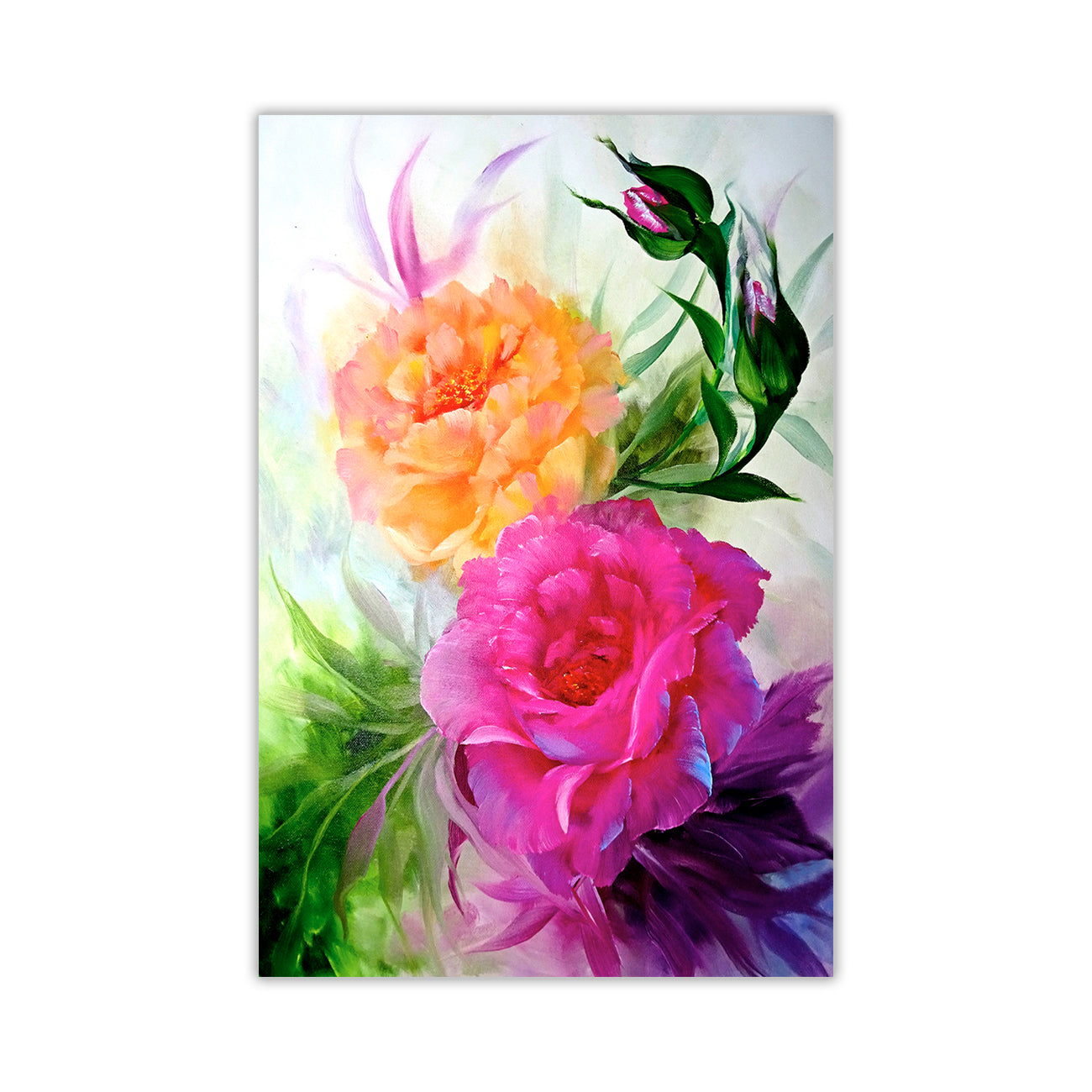 Pink Yellow Flower Canvas Wall Art Picture Print for the Living Room, Bedroom, Home Decor
