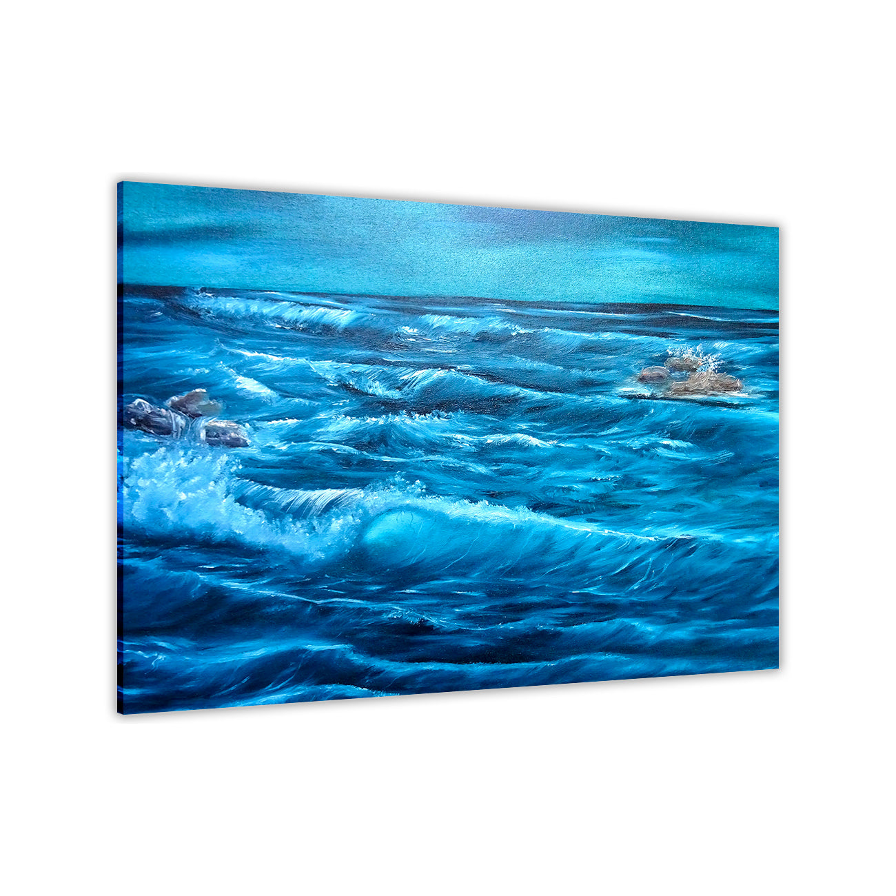 Rough Ocean Waves Canvas Wall Art Picture Print for the Living Room, Bedroom, Home Decor