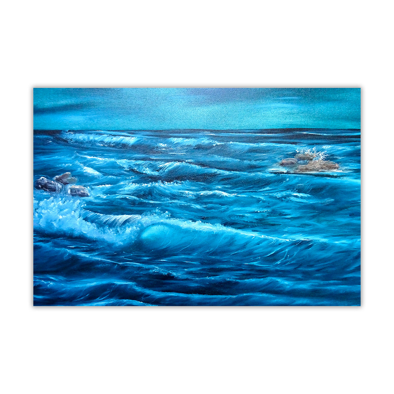 Rough Ocean Waves Canvas Wall Art Picture Print for the Living Room, Bedroom, Home Decor