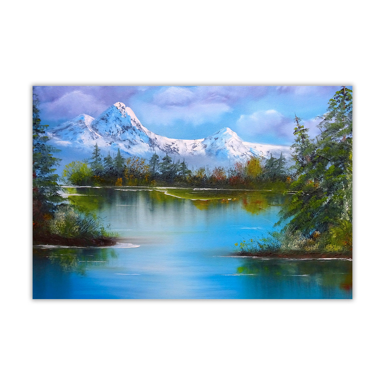 Snowy Mountain Lake Canvas Wall Art Picture Print for the Living Room, Bedroom, Home Decor