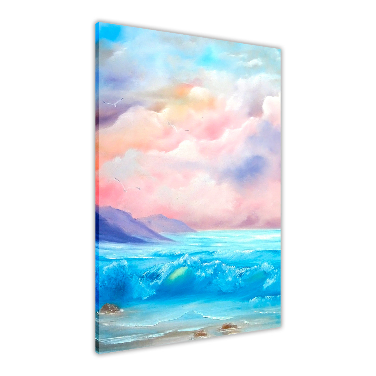 Spring Beach Waves Canvas Wall Art Picture Print for the Living Room, Bedroom, Home Decor
