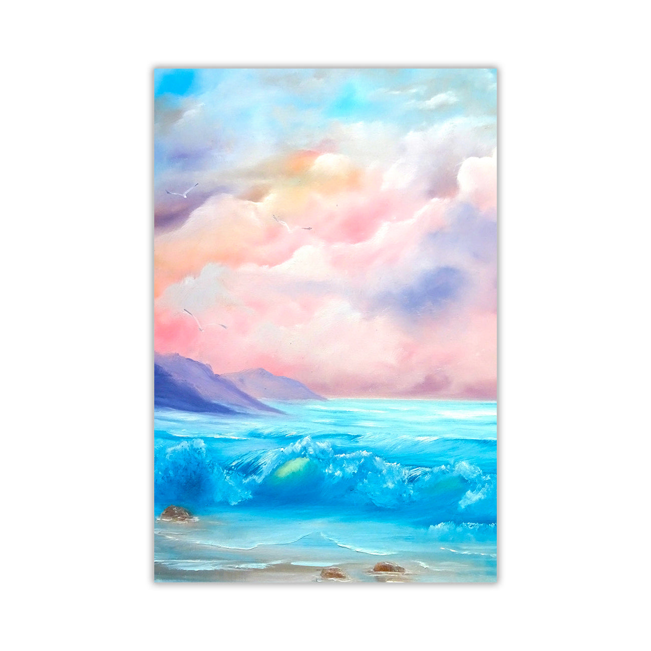 Spring Beach Waves Canvas Wall Art Picture Print for the Living Room, Bedroom, Home Decor