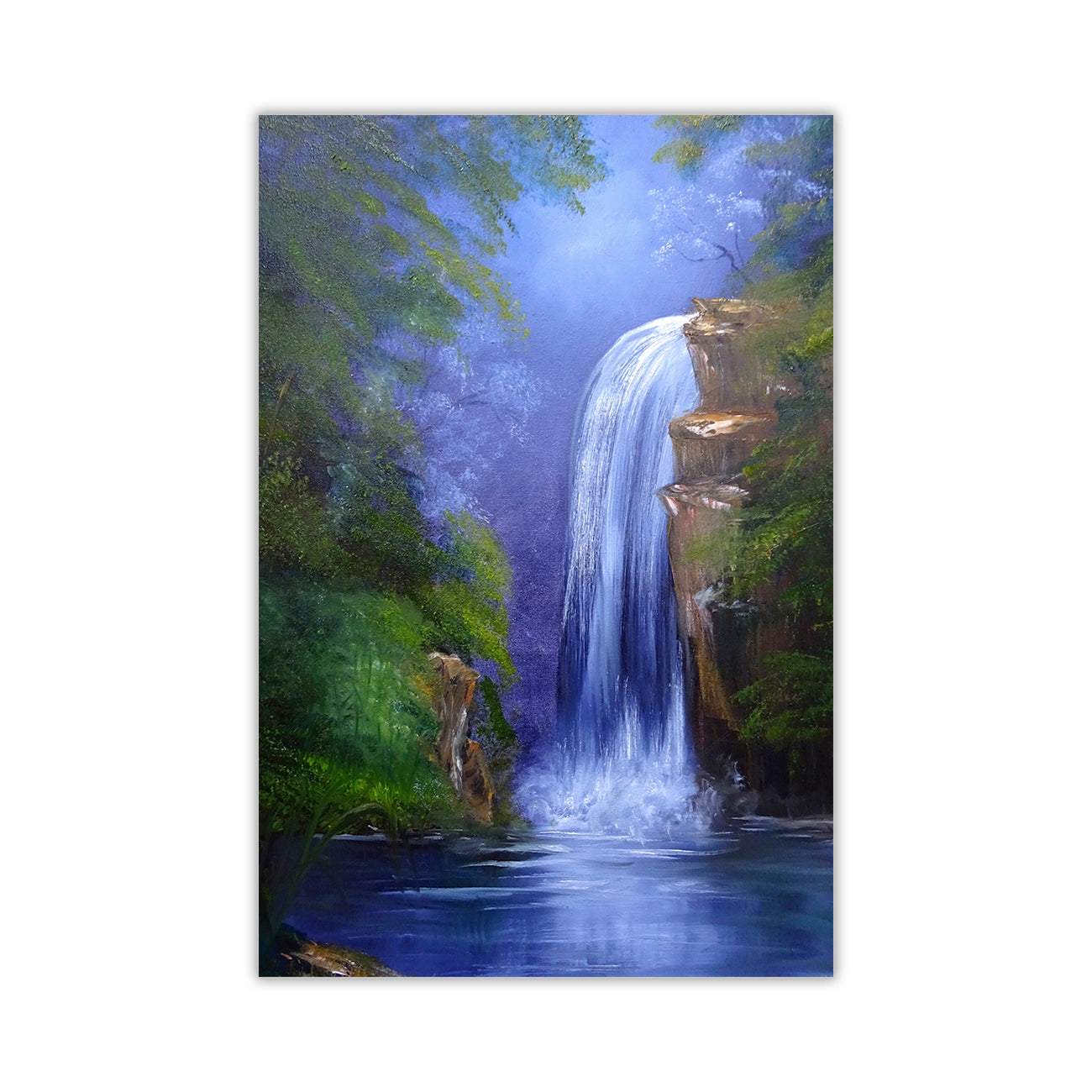 Waterfall Jungle Canvas Wall Art Picture Print for the Living Room, Bedroom, Home Decor