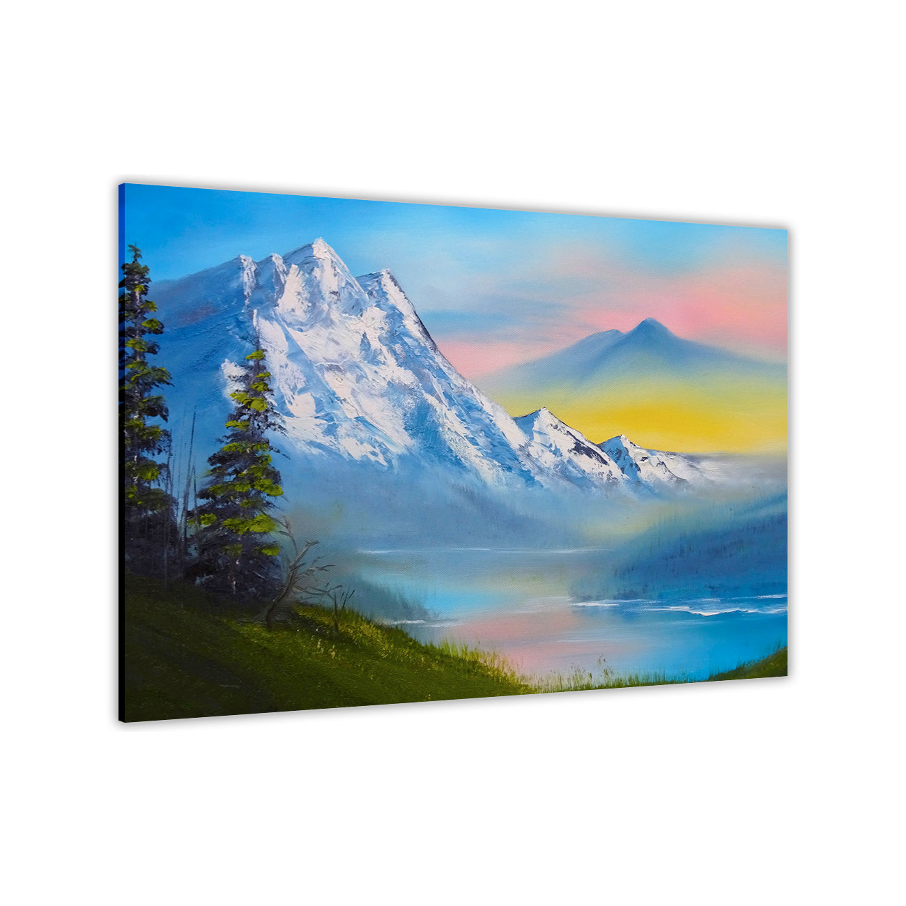 Winter Mountain Valley Canvas Wall Art Picture Print for the Living Room, Bedroom, Home Decor