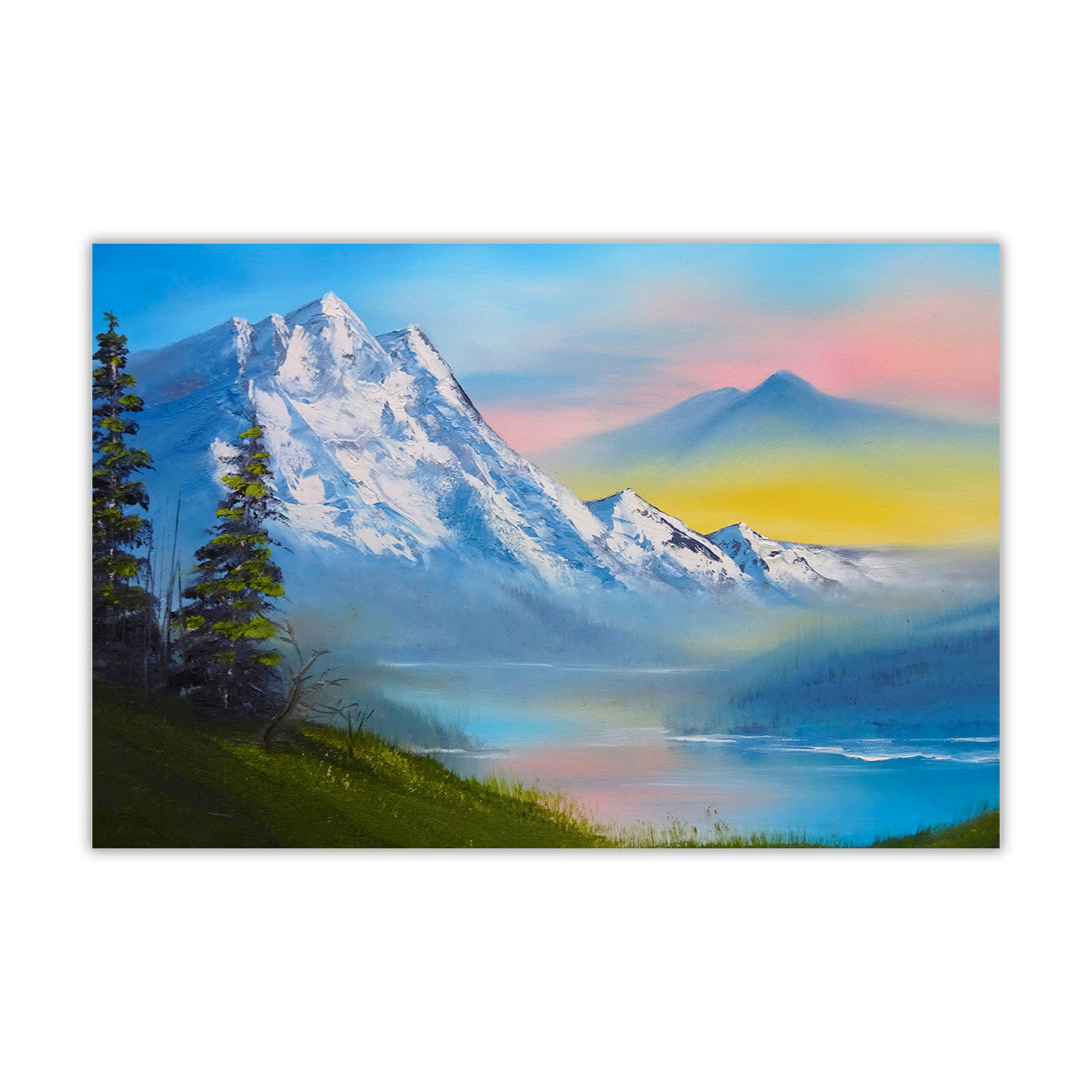 Winter Mountain Valley Canvas Wall Art Picture Print for the Living Room, Bedroom, Home Decor