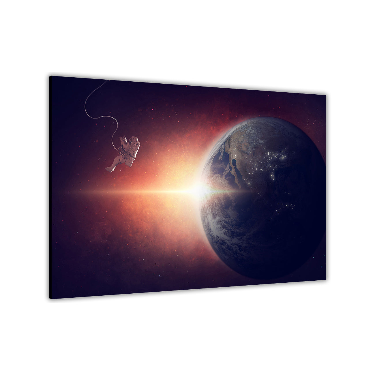 Astronaut Earth Canvas Wall Art Picture Print for the Living Room, Bedroom, Home Decor