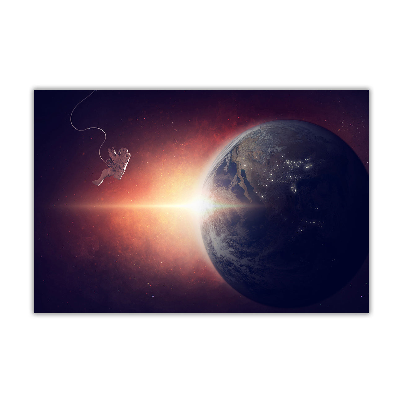 Astronaut Earth Canvas Wall Art Picture Print for the Living Room, Bedroom, Home Decor
