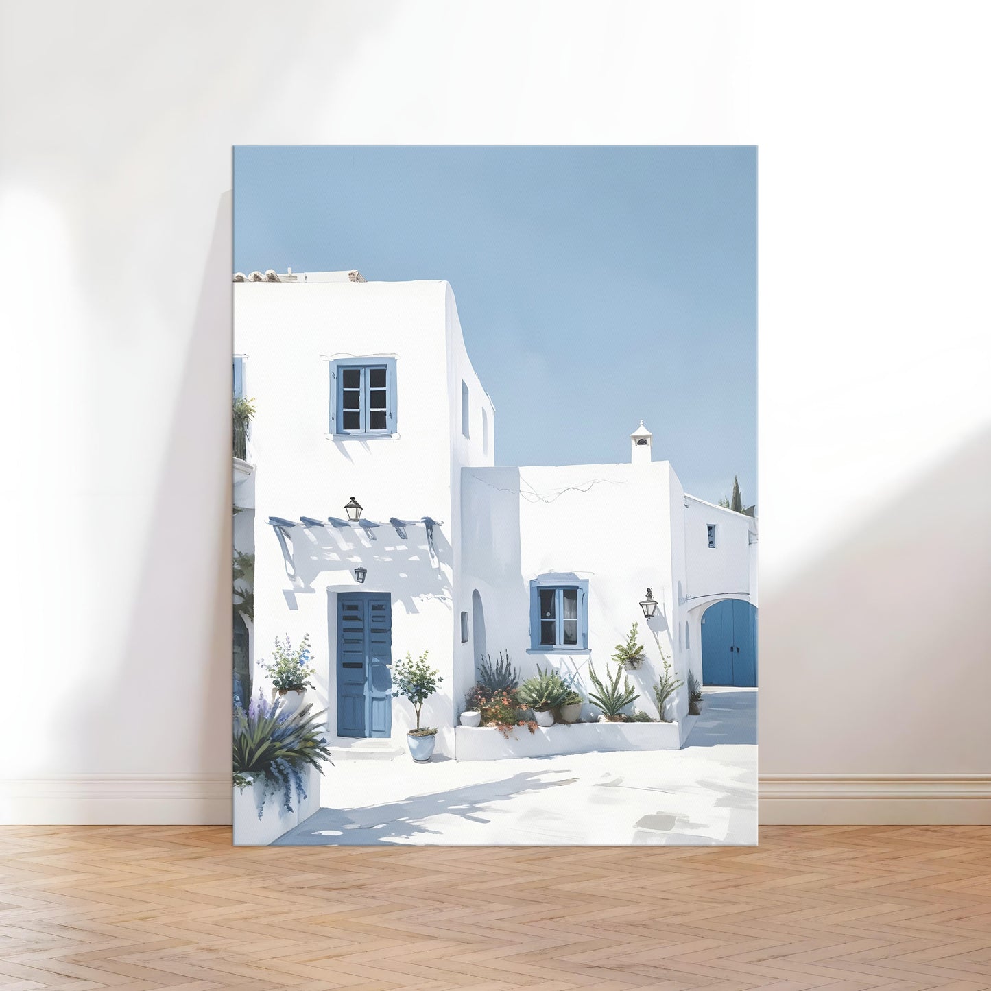 Santorini Greece Blue Home Canvas Wall Art Print
